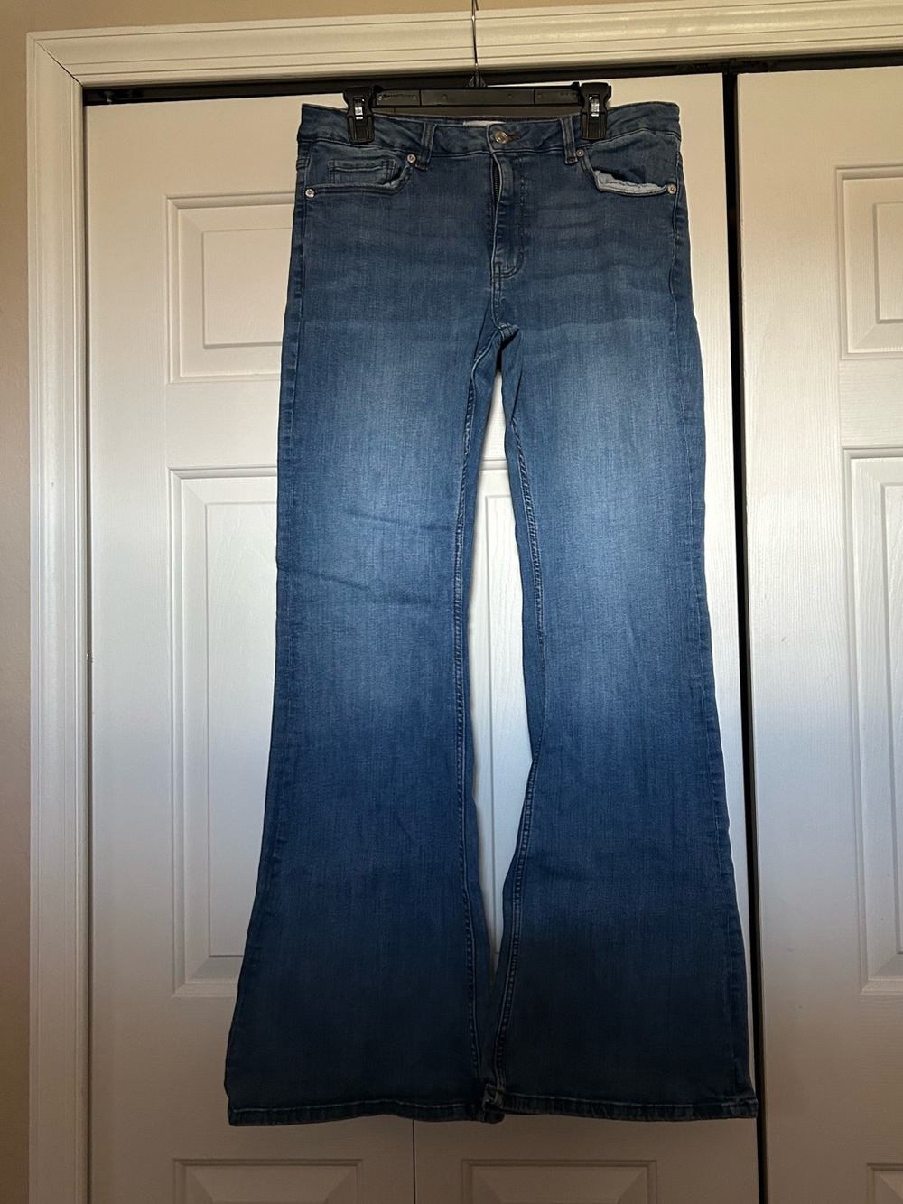Mango Women's Wide-Leg Jeans in Medium Blue Wash
